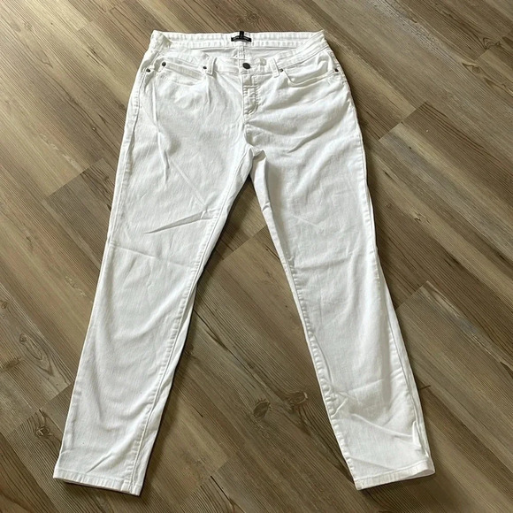 Eileen Fisher Midrise Slim Leg Jeans in White Size 8 Casual Stretch denim - Picture 5 of 12